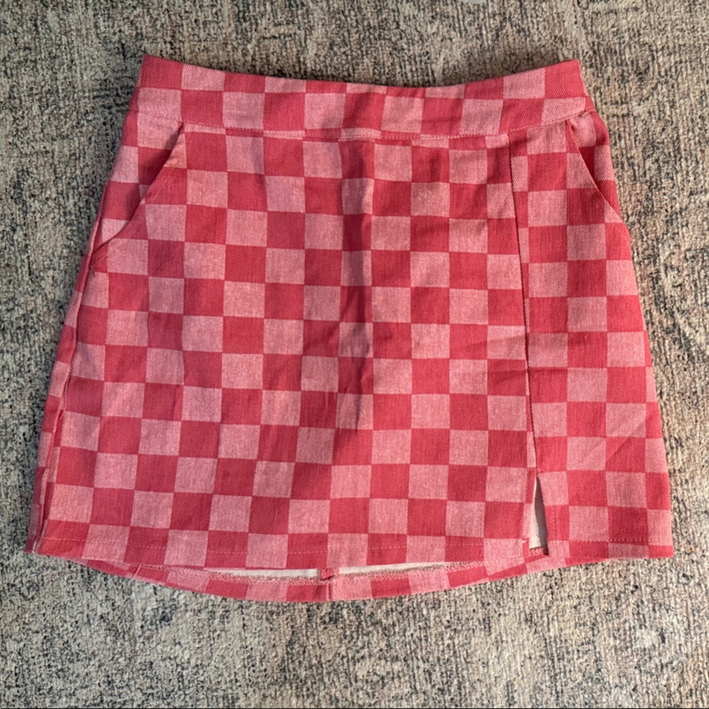 Pink Checkered Skirt